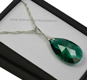 yzANZT[@lbNXX^[OVo[lbNXXtXL[NX^Ghcollar de plata esterlina 925 hecha con cristales de swarovski * * esmeralda pera 2838mm