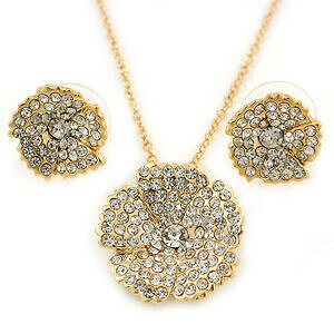 yzANZT[@lbNXKXy_gI[XgAg[COS[h`F[Zbgclaro austraco cristal flor colgante con cadena de oro de tono y aretes conjunto