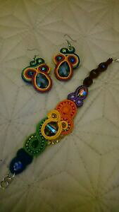 yzANZT[@lbNXJtu[hCOuXbghecho a mano colorido trencillas, pendientes, pulsera