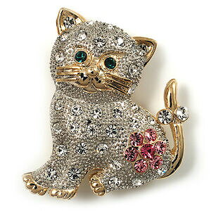 �y���������z�A�N�Z�T���[�@�l�b�N���X�g�[���N���X�^���u���[�`gato de cristal de dos tonos broche