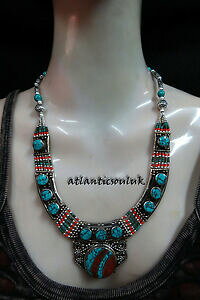 yzANZT[@lbNX`xbgVo[lbNXlp[RNV^[RCYR[nhChn3 resina de coral turquesa hecha a mano de plata tibetana nepal collar de coleccin