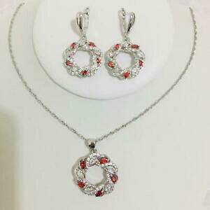yzANZT[@lbNXy_glbNXCOZbgla cz chapado en plata colgante collar aretes boda nupcial joyas conjunto de regalo