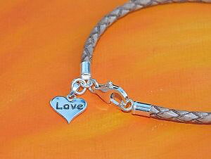 yzANZT[@lbNXfB[Xx[WU[X^[OVo[uXbgA[gxCseoras 3mm beige cuero y plata esterlina amor pulsera coraznlyme baha arte