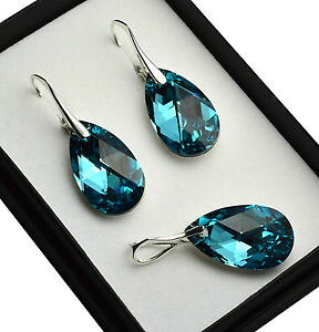 yzANZT[@lbNXCg^[RCYXtXL[Vo[COZbg925 pendientes de plataset hecha con cristales de swarovski 22mm luz de pera turquesa