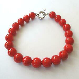 yzANZT[@lbNXAWFgp[fBR[b\bracciale donna colore argento filo perle di corallo rosso 8,5 mm 20 cm 133 p