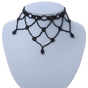 yzANZT[@lbNXANKX`[J[lbNXfiesta de disfraces de acrlico negro, grano de cristal pechera gargantilla collar 28cm l7cm ex