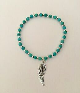 yzANZT[@lbNXfB[X^[RCYr[YuXbgVo[seoras turquesa amp; plata encanto con cuentas pulsera con ala de ngel