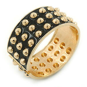 yzANZT[@lbNXGiS[hXpCNqWuXbggrueso con bisagras brazalete esmalte negro con picos en chapado en orolongitud 19cm
