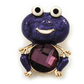 【送料無料】アクセサリー　ネックレスマニキュアカエルブローチdeep purple esmalte rana broche en metal chapado en orolongitud 45cm