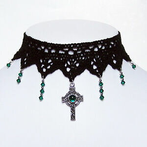 yzANZT[@lbNXSVbNNXlbNXVo[lbNXPgSVbNGhO[gtico cruz gargantilla collar de plata de boda celta verde esmeralda steampunk gticas