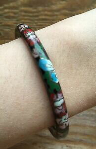 yzANZT[@lbNXre[WGiJtuXbggHesmalte vintage negro y varios colores floral brazaletepulseraretro metal