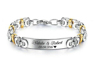 yzANZT[@lbNXrU`uXbgVo[XeXX`[{bNXid bizantino pulsera grabado segn preferencias de acero inoxidable en plataoro con box