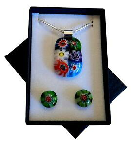 yzANZT[@lbNXlbNXX[vKXM[vidrio hecho a mano millefiori collar y pendiente galera 2650, me 1825