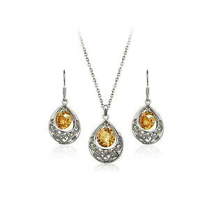 yzANZT[@lbNXCOCMXlbNXx[WeBAplata y beige hueco lgrima conjunto de joyera pendientes y collar vendedor del reino unido