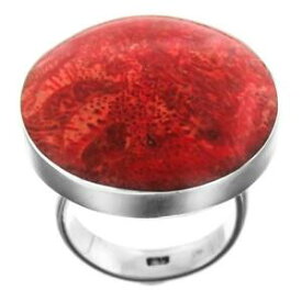 【送料無料】アクセサリー　ネックレススポンジコーラルスターリングシルバーリング1 redondo rojo esponja coral plata de ley 925 anillo ajustable