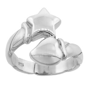 �y���������z�A�N�Z�T���[�@�l�b�N���X�V���o�[�n�[�g�����Ocorazn de plata de ley amp; estrella anillo, alto pulido impecable calidad