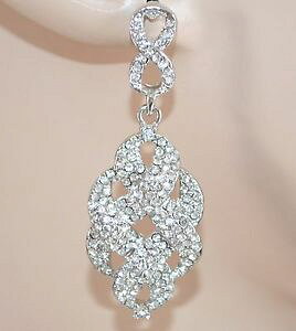 �y���������z�A�N�Z�T���[�@�l�b�N���X�A���W�F���gorecchini argento donna strass eleganti cristalli infinito cerimonia sposa 130x