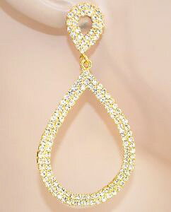 �y���������z�A�N�Z�T���[�@�l�b�N���X�S�[���horecchini donna strass eleganti cristalli oro pendenti ovali da cerimonia 60x