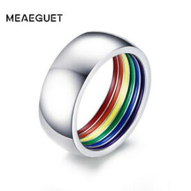 【送料無料】アクセサリー　ネックレスステンレススチールリングmeaeguet inside rainbow lgbt ring for men stainless steel wedding ring 8mm wide1