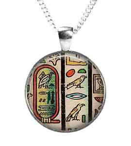 �y���������z�A�N�Z�T���[�@�l�b�N���X�G�W�v�g�K���X�t�H�g�y���_���g�{�`�F�[���V���o�[antiguo egipto jeroglficasvidrio foto colgante cadena plateado bc3