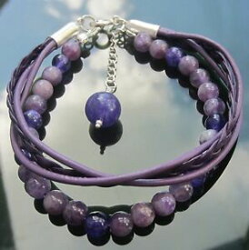 【送料無料】アクセサリー　ネックレスシルバークラスプアメジストビーズレザーコードブレスレットmorado el cordn de cuero pulsera con 925 broche de plata y amatista beads