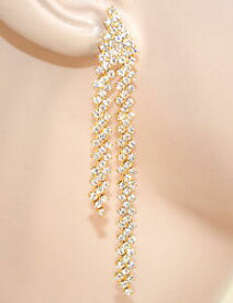 【送料無料】アクセサリー　ネックレスゴールドorecchini strass donna pendenti oro cristalli da cerimonia eleganti e57