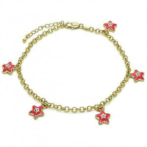 �y���������z�A�N�Z�T���[�@�l�b�N���X�f�U�C���t���S�[���h�K���Xnuevo 9ct oro lleno de encanto tobillera, star y rolo diseo, con cristal blanco e102