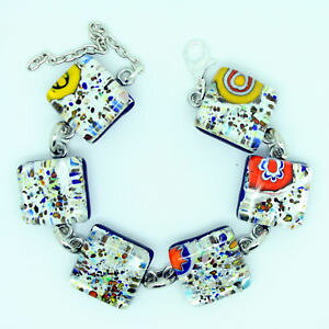 yzANZT[@lbNXVo[[mFjXKXuXbg}`J[bonito plata y multicolor murano vidrio pulsera desde venecia