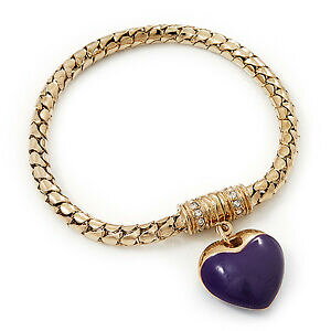 yzANZT[@lbNXGiS[hr[Yp[vuXbgchapado en oro esmalte corazn pulsera con dijes magntica prpurahasta 18cm de longitud