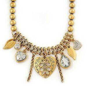 �y���������z�A�N�Z�T���[�@�l�b�N���X�r���e�[�W�l�b�N���Xvintage corazn collar de encanto en chapado en oro 40cm extensin de longitud6cm