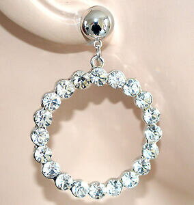 �y���������z�A�N�Z�T���[�@�l�b�N���X�A���W�F���g�N���X�^�b���h�iorecchini cerchi argento cristallo donna strass eleganti cerimonia boucles 1645