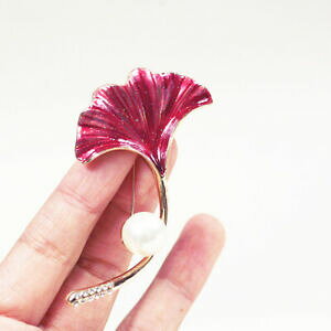 �y���������z�A�N�Z�T���[�@�l�b�N���X�S�[���h�s���u���[�`�^���X�}���G�i�����p�[���z���C�g���g��broche pin dorado talismn rbol gingko esmalte rojo prpura perla blanco retro