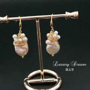 �y���������z�A�N�Z�T���[�@�l�b�N���X���[�Y�v���[�Nboucles doreilles perle culture rose goutte ficel artisanal plaqu or msq1