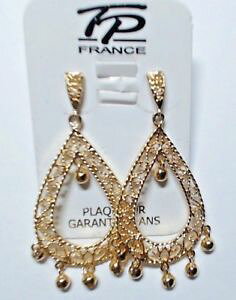 �y���������z�A�N�Z�T���[�@�l�b�N���X���f���v���[�N�p�[��boucle doreille ancien modele plaque or goutte filigrane perle doree