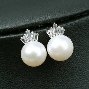 �y���������z�A�N�Z�T���[�@�l�b�N���X�u�����A�[�W�F���gboucles doreilles perle culture blanc argent massive 925 couronne 10mm tz2 c20