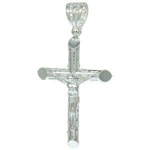 �y���������z�A�N�Z�T���[�@�l�b�N���X�N���X�y���_���g�`���[�u�C�^���Ade ley plata crucifijo tubular colgante de cruz charm, 18 italiano