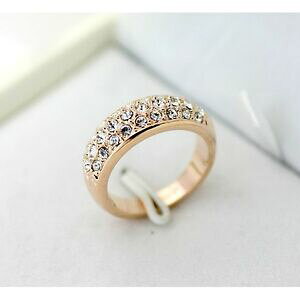 �y���������z�A�N�Z�T���[�@�l�b�N���X�s���N�S�[���h�����O�N���X�^��clsico anillo mujer oro rosa 18k cristal anillo de compromiso idea de regalo