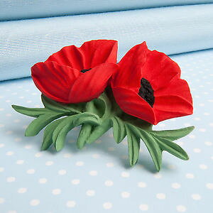 �y���������z�A�N�Z�T���[�@�l�b�N���X�E�F�[���Y�C�M���X�_�u���P�V�u���[�`doble poppy broche flor joyera hecho en gales, reino unido pintada a mano