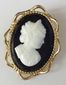 【送料無料】アクセサリー　ネックレスヴィンテージブローチbroche vintage couleur or grave avec came buste femme 217