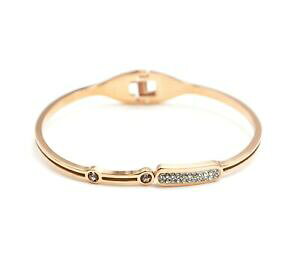�y���������z�A�N�Z�T���[�@�l�b�N���X�u���X���b�g���[�Ybc3584e bracelet jonc fin ajour acier or rose avec rectangle arrondi strass