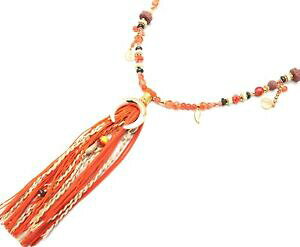 yzANZT[@lbNX||ccl2315f sautoir collier perles verre avec corne rsine et pompon franges tr