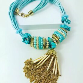 【送料無料】アクセサリー　ネックレスイギリスデザイナーレディースネックレスターコイズreino unido diseador seoras declaracin collar joyera de oro turquesa pesado