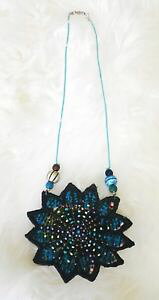 yzANZT[@lbNXnhChlbNXeBbVTCAJEgx grande hecho a mano artesanal tejido amp; con cuentas sirena azulverde flor collar de estrella