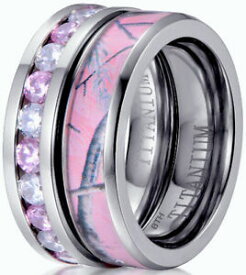 【送料無料】アクセサリー　ネックレスレディースピンクサファイアチタンピンクセットseoras simu zafiro rosa amp; pink camo conjunto de anillo de compromiso alianza de boda de titanio