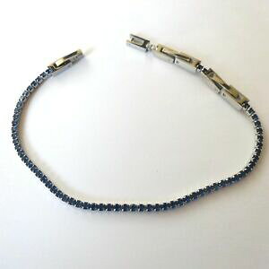 �y���������z�A�N�Z�T���[�@�l�b�N���X�e�j�X�h�i�u��bracciale tennis uomo donna acciaio zaffiri blu 16 18 20,5 cm 211 u