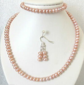 【送料無料】アクセサリー　ネックレスピーチパールネックレスブレスレットイヤリングセットpinky melocotn genuino collar perlas pulsera amp; pendientes conjunto de regalo