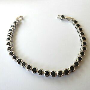 yzANZT[@lbNXejXAWFgbracciale tennis uomo donna colore argento con zirconi neri 17,5 19 cm 176 u