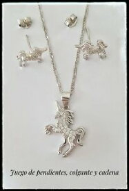 【送料無料】アクセサリー　ネックレスユニコーンペンダントシルバーユニコーンペンダントシルバーピアスイヤリングunicornio colgante y pendientes de plata unicorn pendant and silver earrings