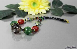 yzANZT[@lbNXKXS[h`F[lbNXr[YRA[Jtglass jewels cadena de oro collar collier perlas lampwork colorido negro b019