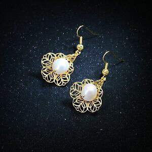 �y���������z�A�N�Z�T���[�@�l�b�N���X�o���b�N�u�����v���[�Nkboucles doreilles muguet dentelle perle culture baroque blanc plaqu or 18k yd